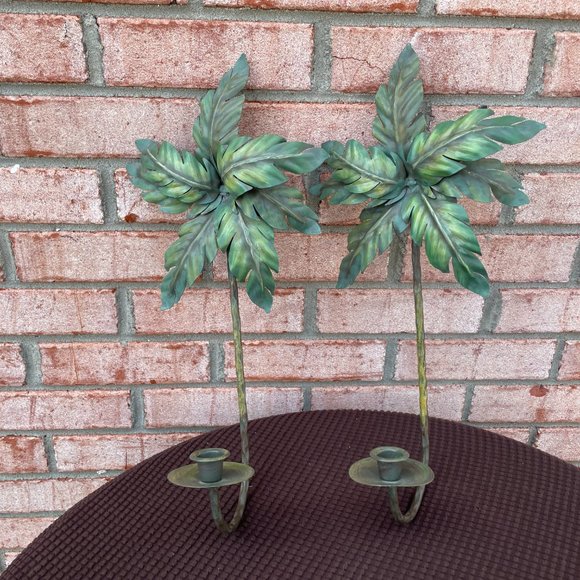 Vintage Other - Vintage Green Leaf Candle Holders